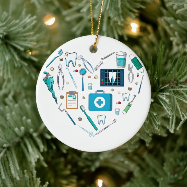 Adorno De Cerámica Funny Dental Dentist Tool Heart (Árbol)