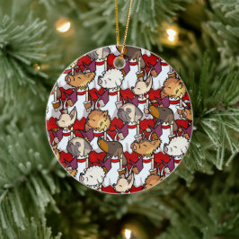 Adorno De Cerámica Funny Dog Choir Christmas Carol Singers Cartoon