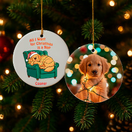 Adorno De Cerámica Funny Dog Christmas Ornament – Custom Pet Photo