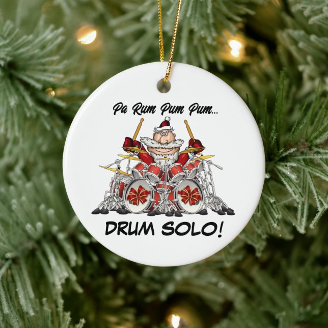 Adorno De Cerámica Funny Drummer Santa Rock & Roll Navidad Músico (Árbol)