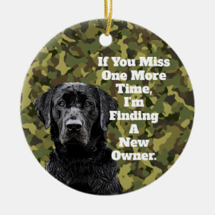 Adorno De Cerámica Funny Duck Hunting Black Lab Camo Navidades