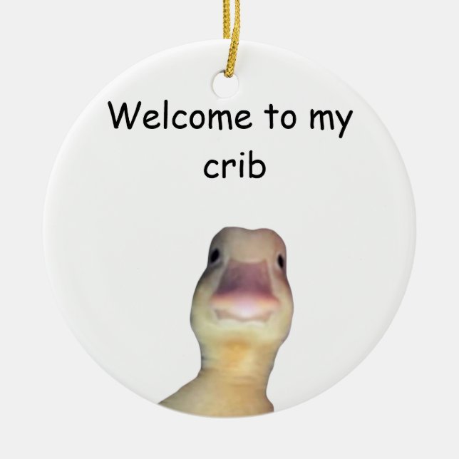 Adorno De Cerámica Funny Duck Meme – “Welcome to My Crib” Cute Animal (Frente)