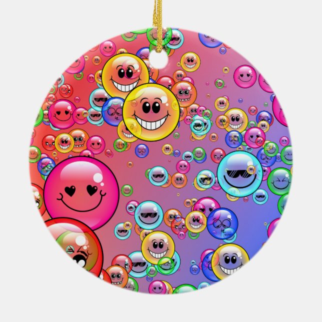 Adorno De Cerámica Funny Emoji Bubbles (Atrás)