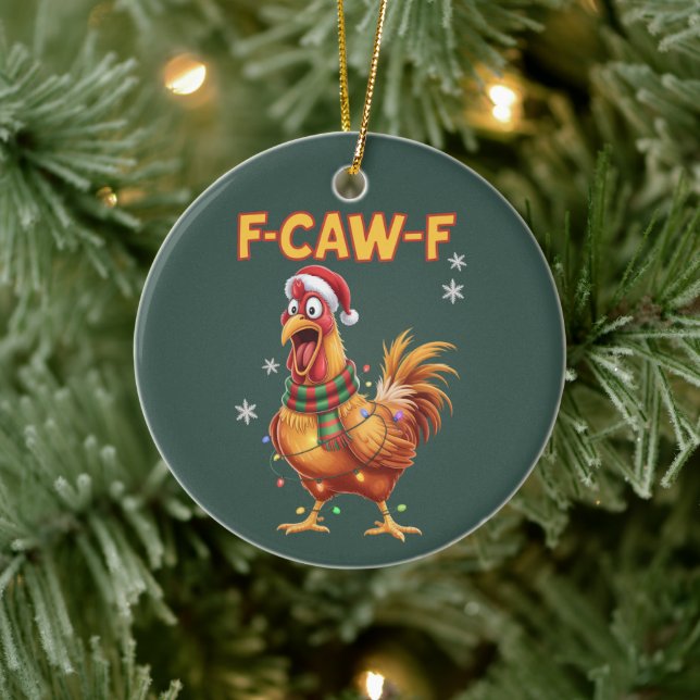 Adorno De Cerámica Funny F Caw F Chicken Navidades Gritando Rooster (Árbol)