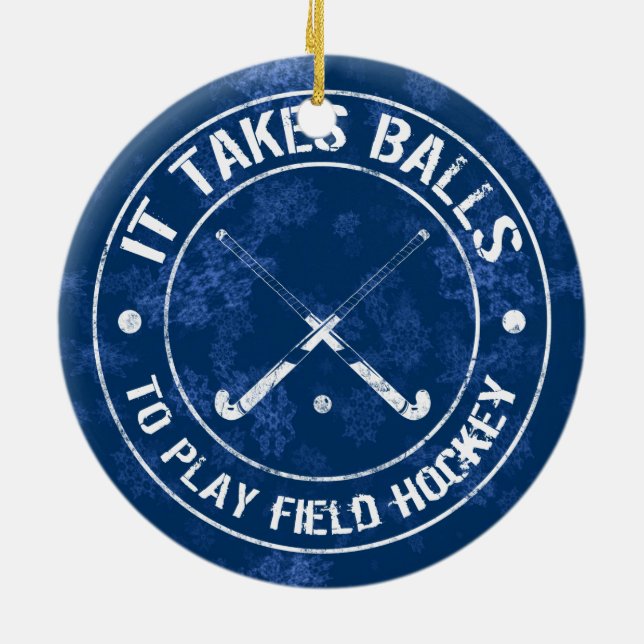 Adorno De Cerámica Funny Field Hockey Holiday Ornament (Atrás)
