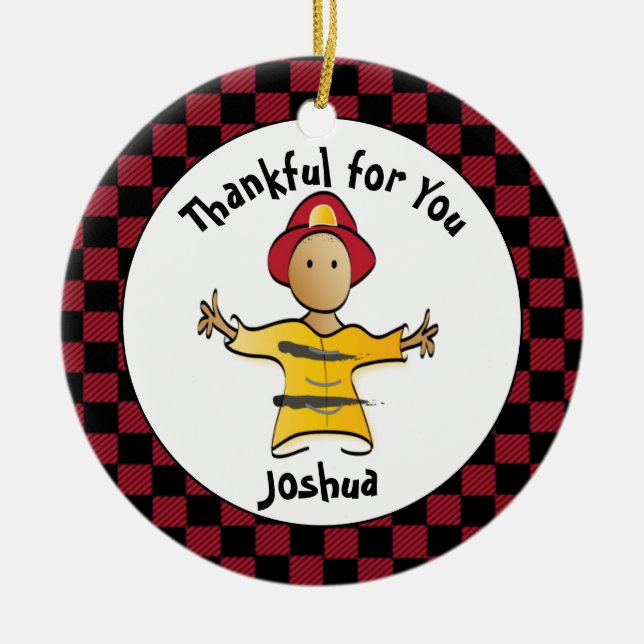 Adorno De Cerámica Funny Firefighter Gift Idea - Thank You Fireman (Frente)