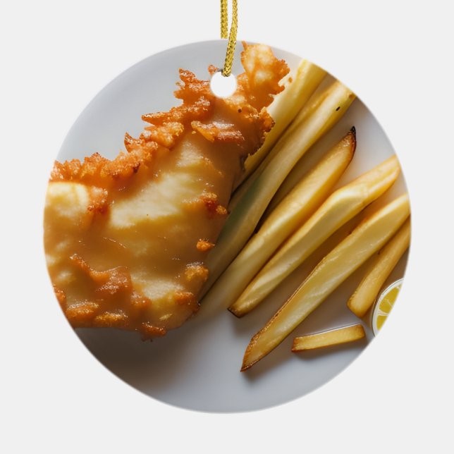 Adorno De Cerámica Funny Fish Pun Navidades | Pescado y chile (Frente)