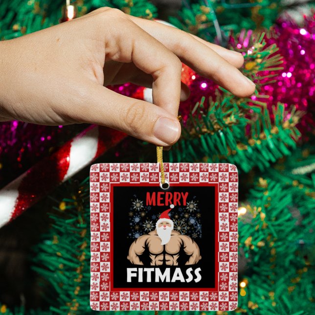 Adorno De Cerámica Funny Fitness Navidades Temáticos Fitmas Gym Entre (Funny fitness themed ornament.)
