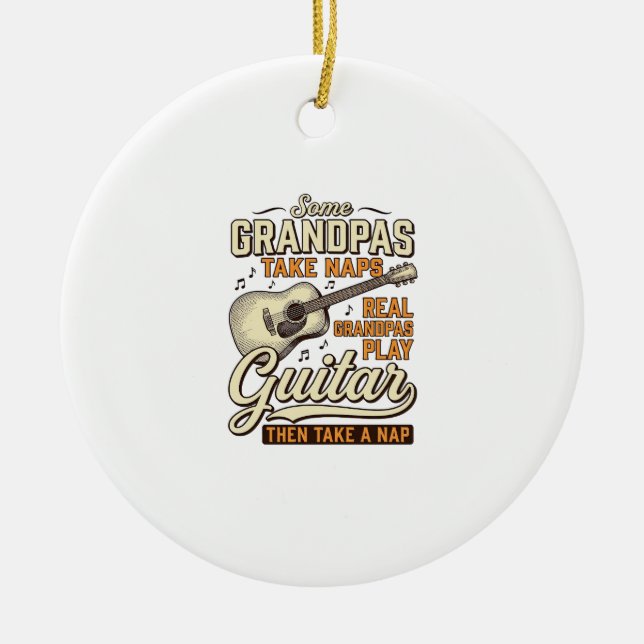 Adorno De Cerámica Funny Grandpa Guitar Vintage Engraving Shirt Desig (Frente)