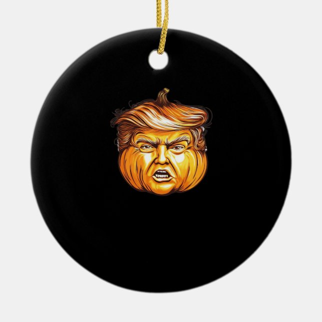 Adorno De Cerámica Funny Halloween Calabaza Parodia política Donald T (Frente)