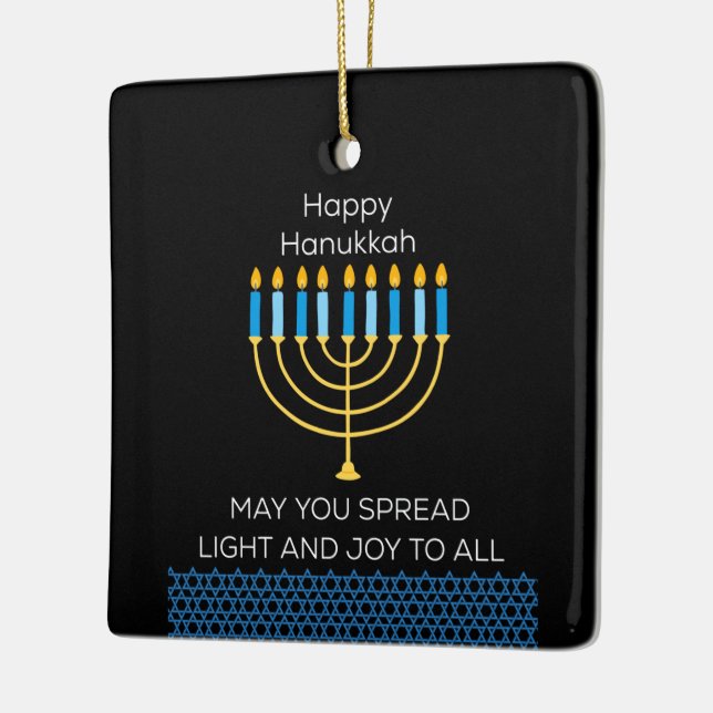 Adorno De Cerámica Funny Happy Hanukkah Cute Blue Chanukah Unique (Izquierda)