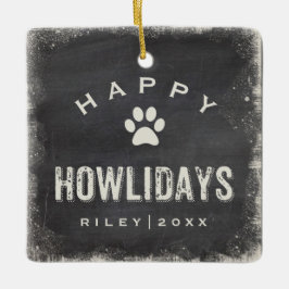Adorno De Cerámica Funny Happy Howlidays Dog Photo and Name Personali