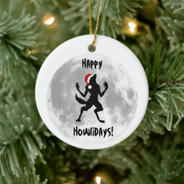 Adorno De Cerámica Funny Happy Howlidays Dogman Werewolf Ornament