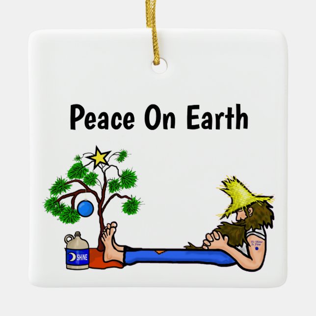 Adorno De Cerámica Funny Hillbilly y Santa Moonshine Ornament (Anverso)