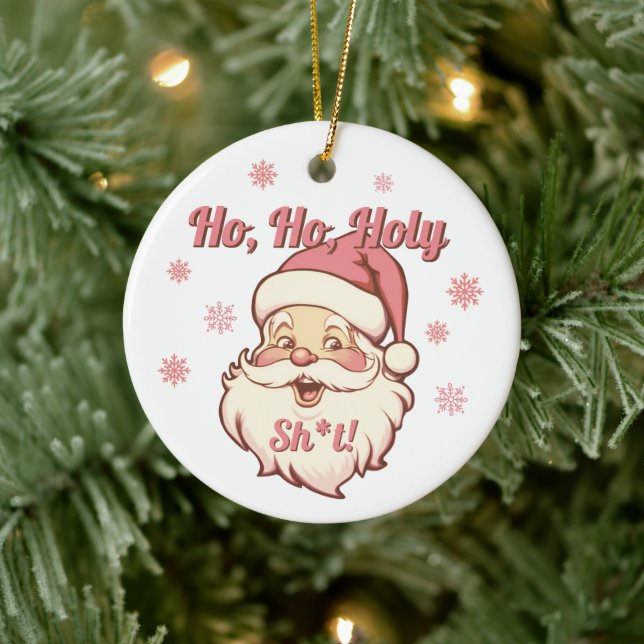 Adorno De Cerámica Funny Ho Ho Retro Santa Navidades Fiesta (Árbol)