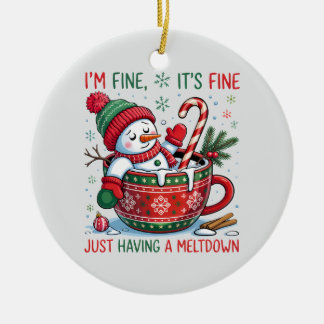 Adorno De Cerámica “Funny Holiday – Snowman Meltdown 