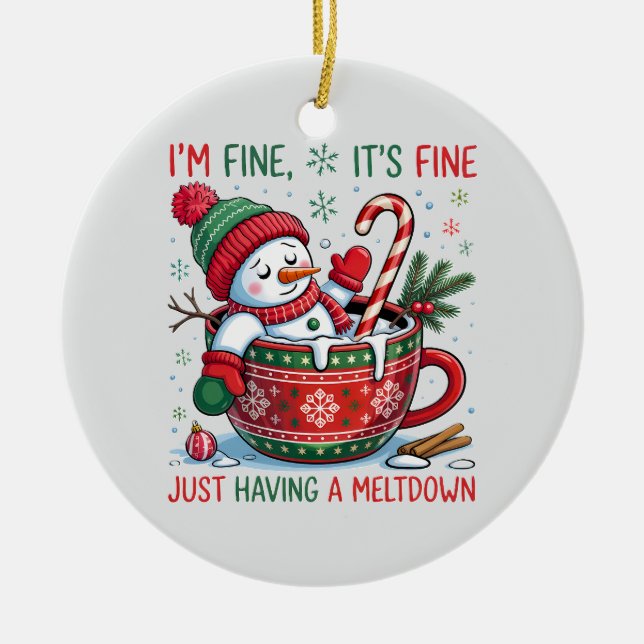 Adorno De Cerámica “Funny Holiday – Snowman Meltdown  (Frente)