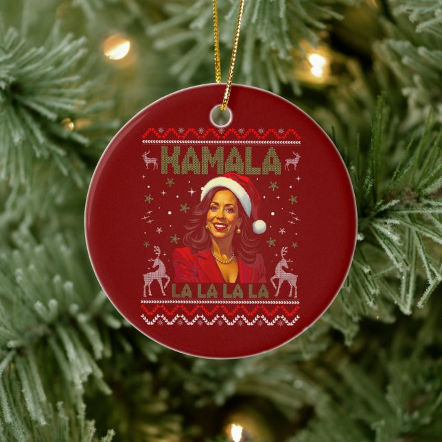 Adorno De Cerámica Funny Kamala Harris Santa Hat 2024 Navidades (Árbol)