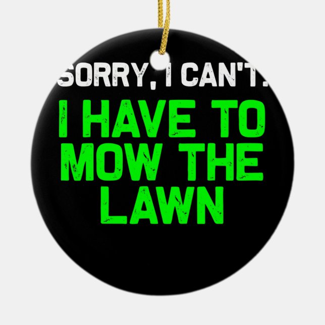 Adorno De Cerámica Funny Lawn Mowing Grass Cutting Mower Dad (Frente)