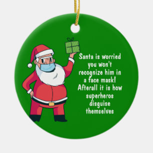 Adorno De Cerámica FUNNY Navidades 2020 Ornament Santa en Facemask