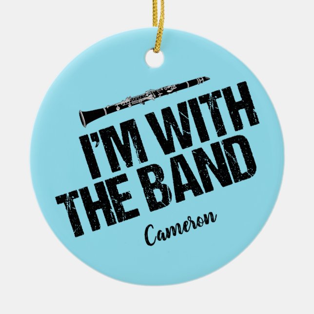 Adorno De Cerámica Funny Navidades de Clarinet Player Blue Personaliz (Frente)