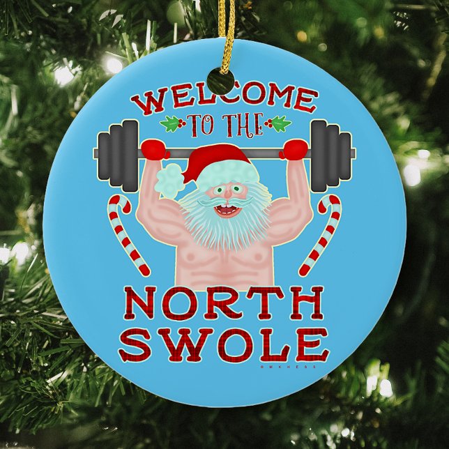 Adorno De Cerámica Funny Navidades Santa Claus Swole Weightlifter (Subido por el creador)
