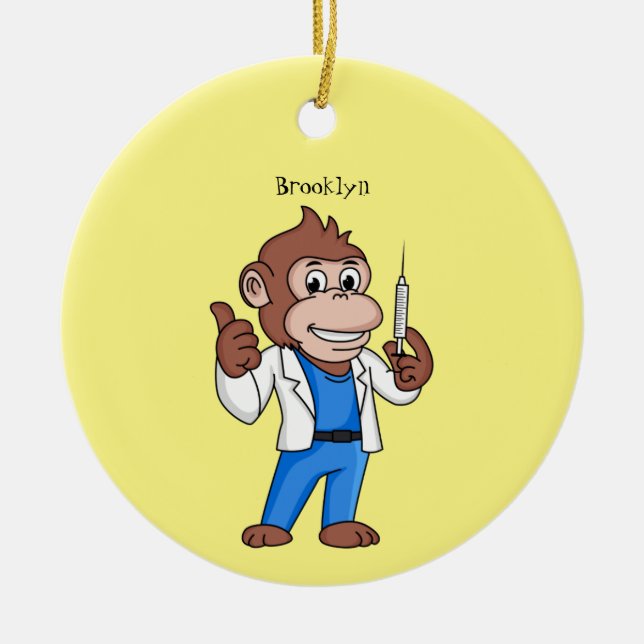 Adorno De Cerámica Funny orangutan ape personalizado médica (Frente)