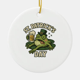 Adorno De Cerámica Funny Passed Out St. Patrick's Day Frog Vintage