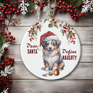 Adorno De Cerámica Funny pastora australiana define Navidades travies