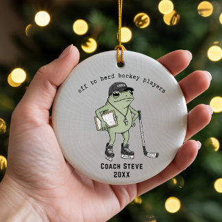 Adorno De Cerámica Funny Personalized Hockey Coach Ornament