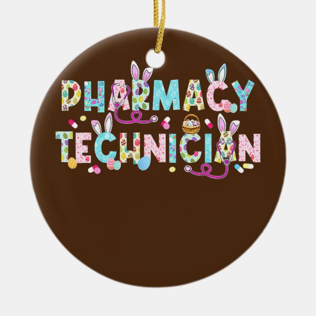 Adorno De Cerámica Funny Pharmacy Technist Bunny Pharmacist Happy (Frente)