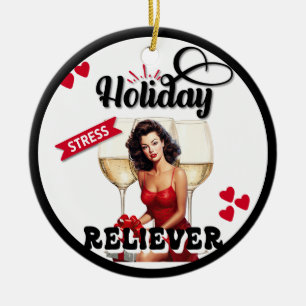 Adorno De Cerámica Funny Pinup Retro Holiday Stress Reliever