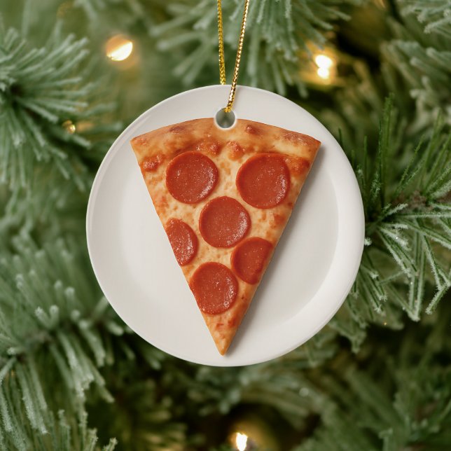 Adorno De Cerámica Funny Pizza Slice – Personalized Christmas Gift (Árbol)