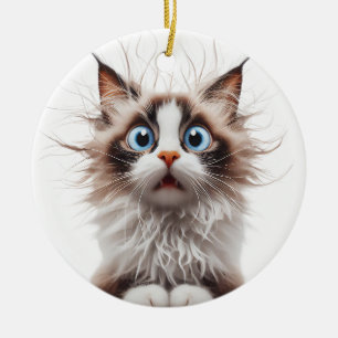 ADORNO DE CERÁMICA FUNNY RAGDOLL CAT SORPRENDIDO