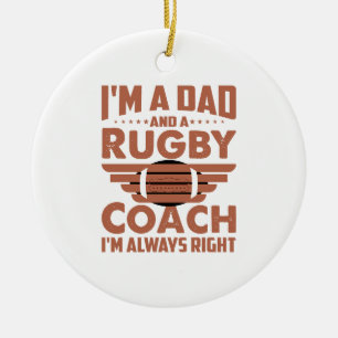 Adorno De Cerámica Funny Rugby Dad y Rugby Coach
