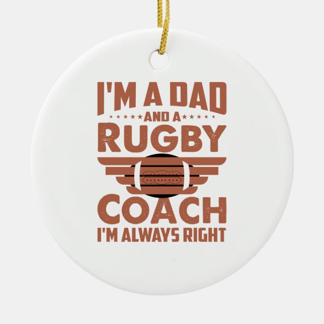 Adorno De Cerámica Funny Rugby Dad y Rugby Coach (Frente)