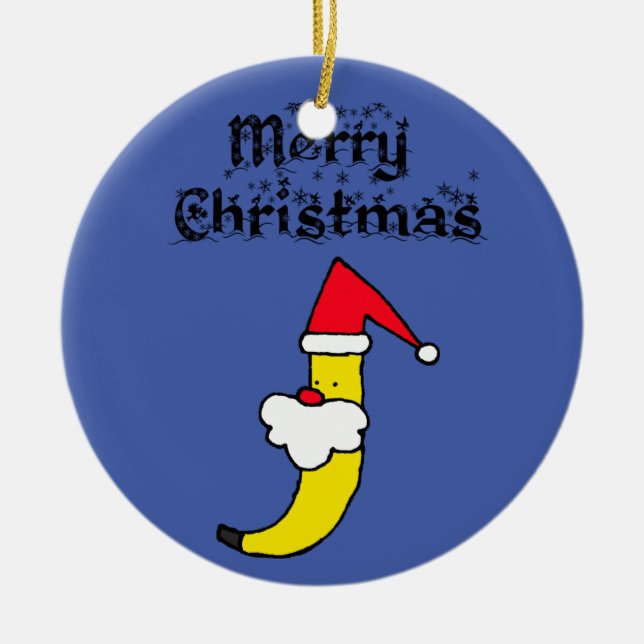 Adorno De Cerámica Funny Santa Banana Feliz Navidad (Frente)