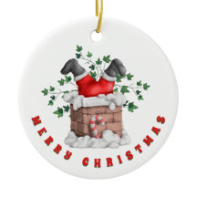 Funny Santa Chimney Feliz Navidad