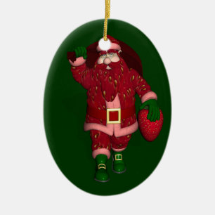Adorno De Cerámica Funny Santa Claus Strawberry Farmer
