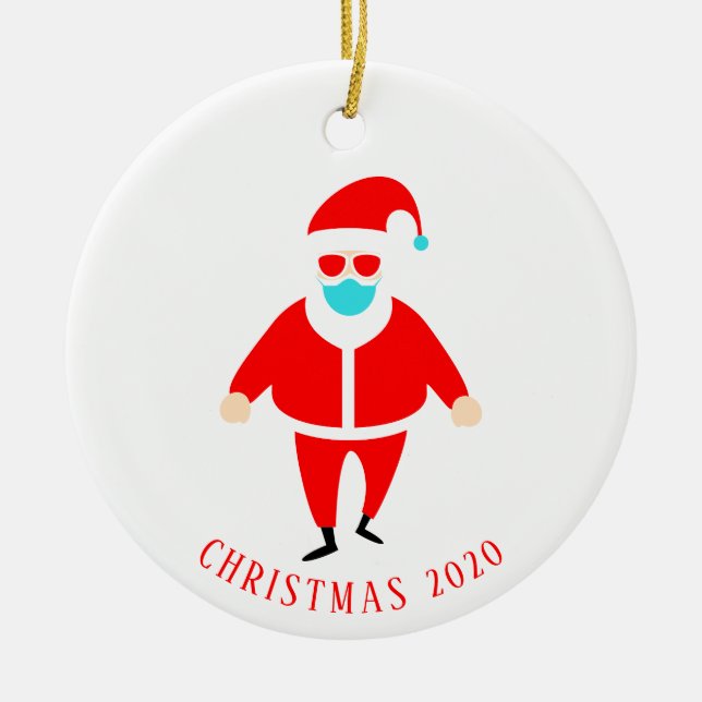 Adorno De Cerámica Funny Santa en la máscara de la cara Navidades per (Frente)