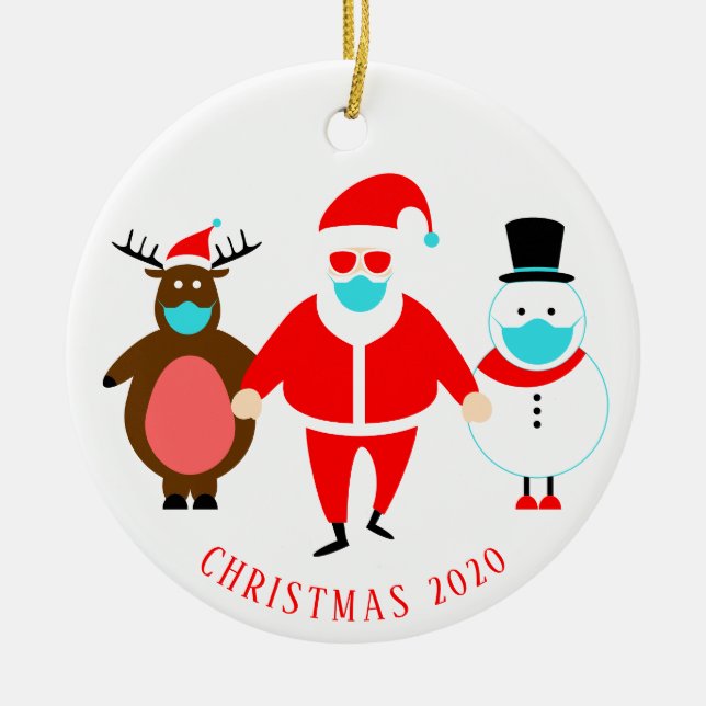 Adorno De Cerámica Funny Santa Face Mask Navidades personalizados 202 (Frente)