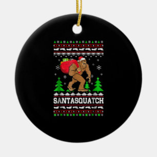 Adorno De Cerámica Funny Santasquatch Bigfoot Navidades feos suéter