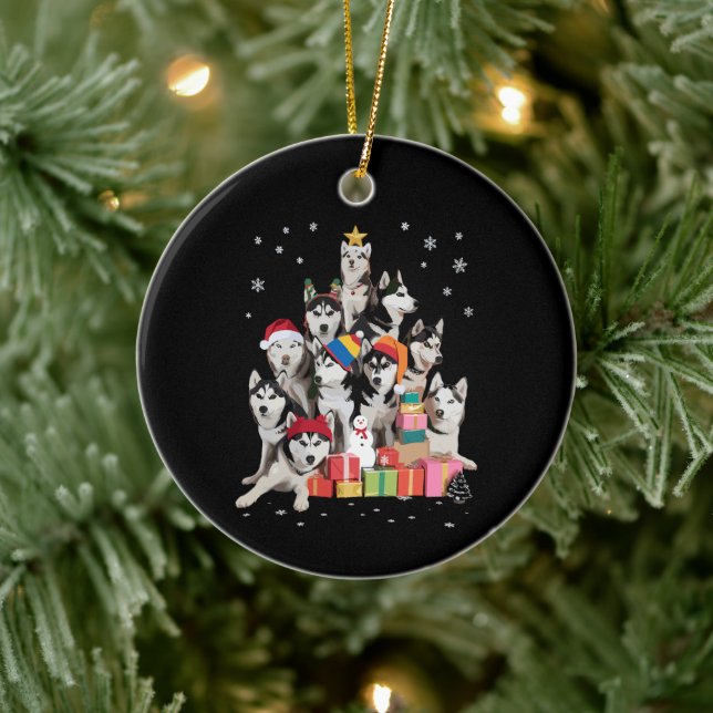 Adorno De Cerámica Funny Siberian Husky Christmas Tree Pet Dog Lover  (Árbol)