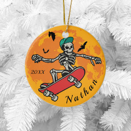 Adorno De Cerámica Funny Skeleton Skater Boy Name