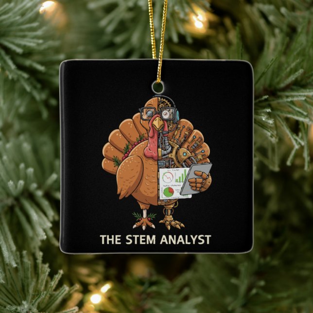 Adorno De Cerámica  Funny STEM Analyst Robot Turkey Thanksgiving Gift (Árbol)