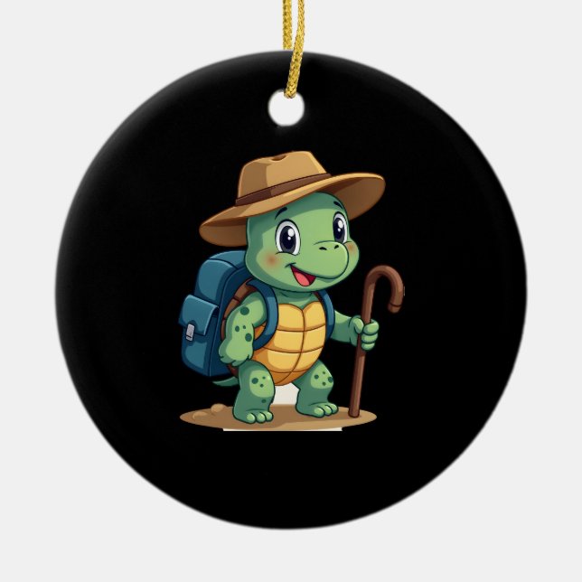 Adorno De Cerámica Funny Turtle Hiking Graphic Camping Lover Adventur (Frente)