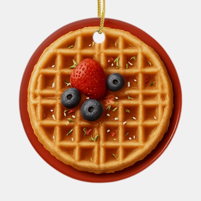 Adorno De Cerámica Funny Waffle Ornament – Personalized Gift Idea (Frente)