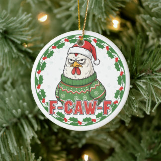 Adorno De Cerámica Funny Weird Chicken F-CAW-F Holiday FCawF