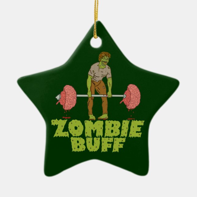 Adorno De Cerámica Funny Zombie Buff Weight Lifter (Frente)