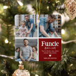 Adorno De Cerámica Funs 3 Collage de fotos Definición Navidades<br><div class="desc">Ornamento de Navidad de Funcle Cute. ¡Perfectos regalos para un TÍO DIVERTIDO! Simplemente sube 3 de tus imágenes favoritas,  personalizar la definición y personaliza agregando nombres.</div>